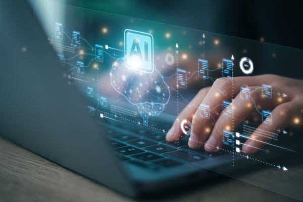 Blue waving data strands