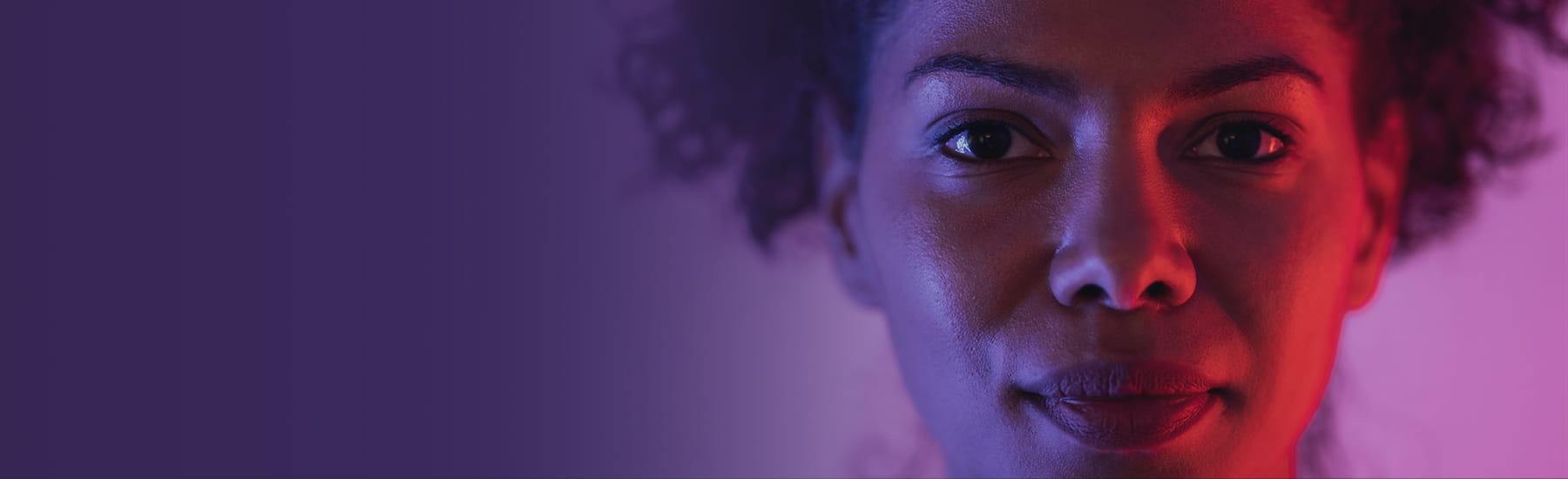 A close-up of a woman's face