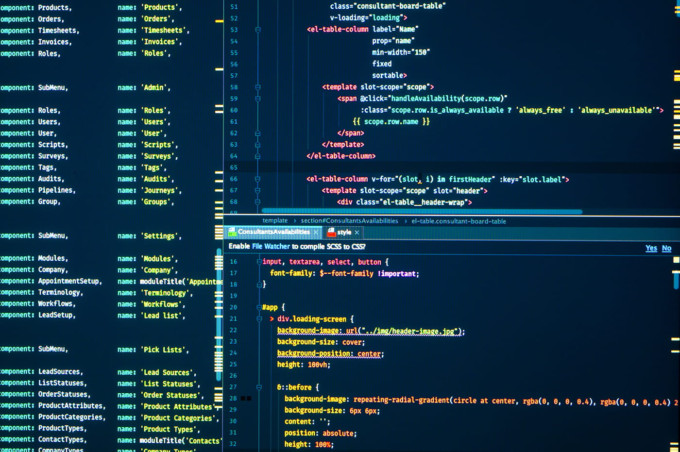 A website's CSS code.