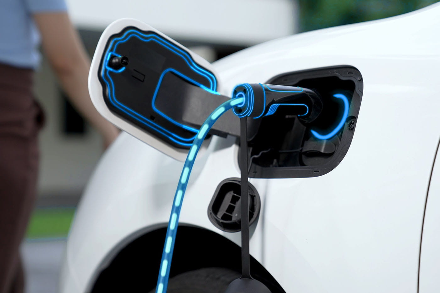 Electric car being charged 