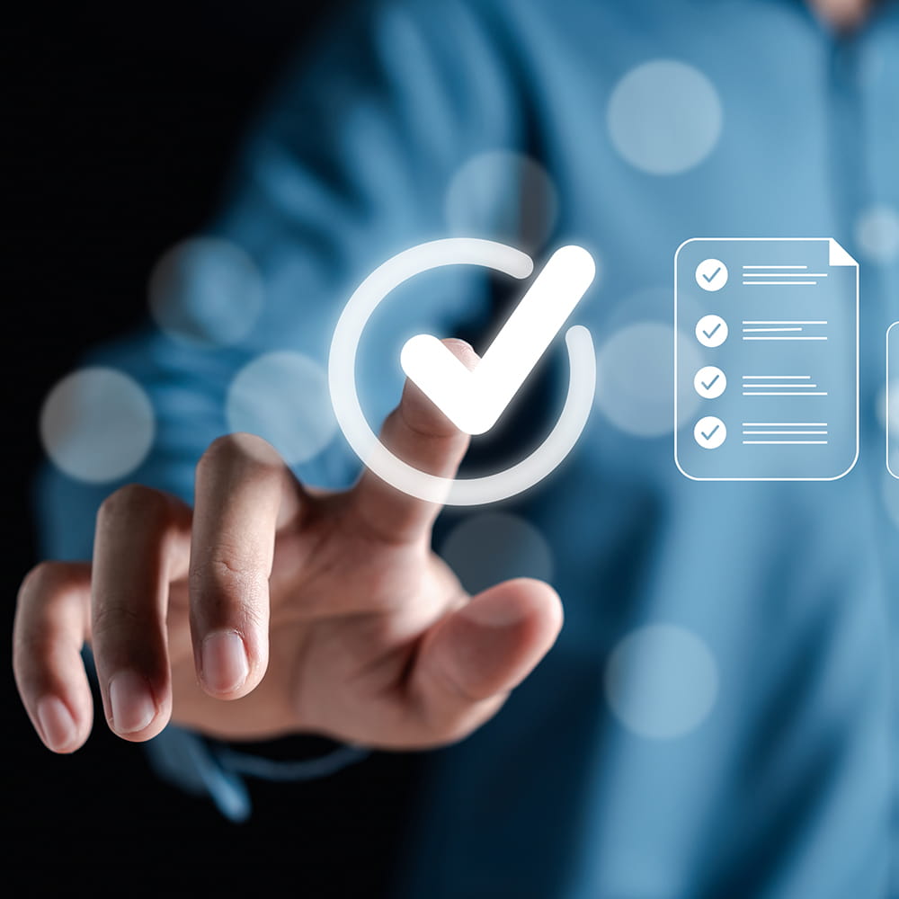 Clicking on a glowing checkmark.