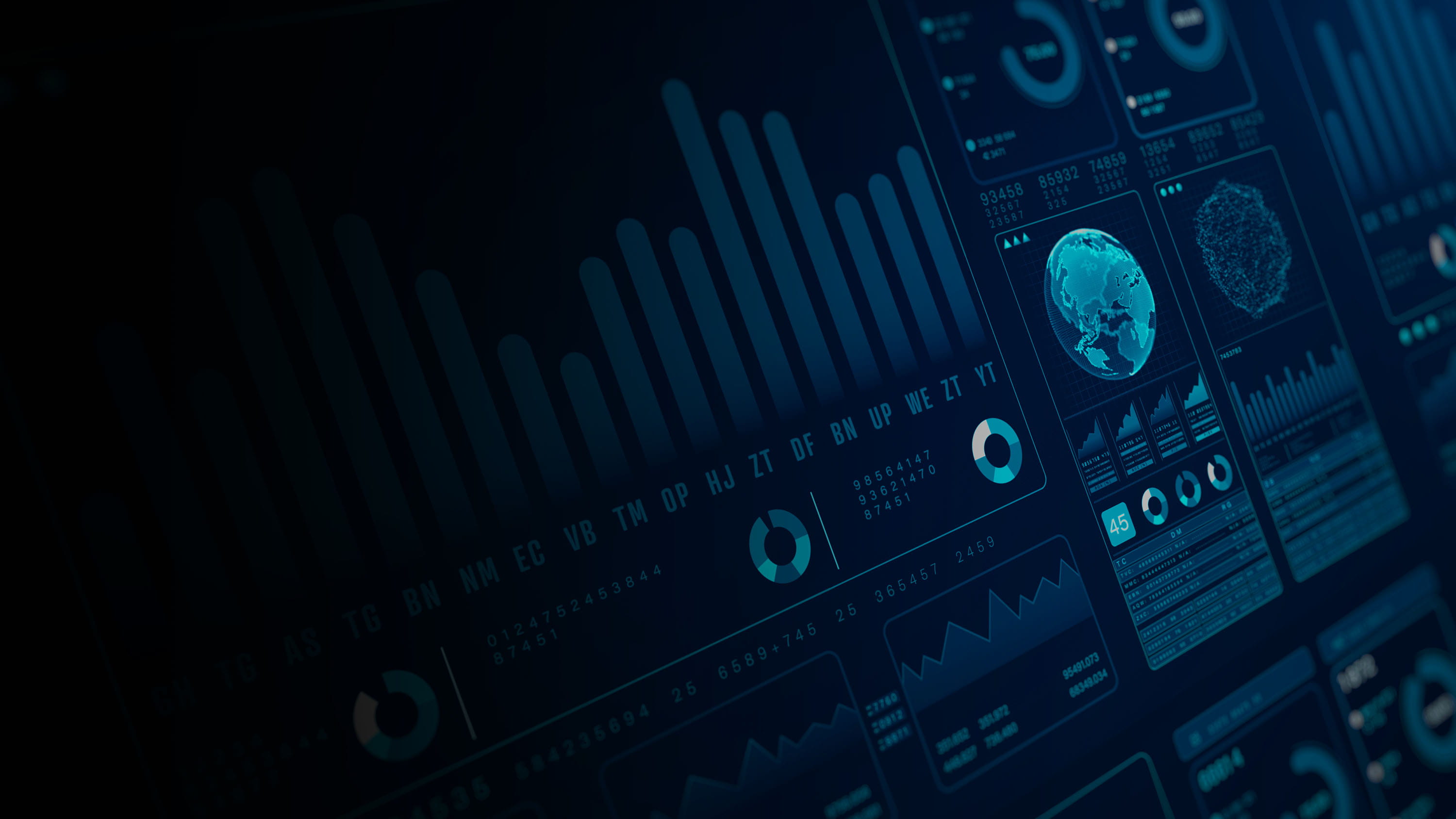 Blue data dashboards.