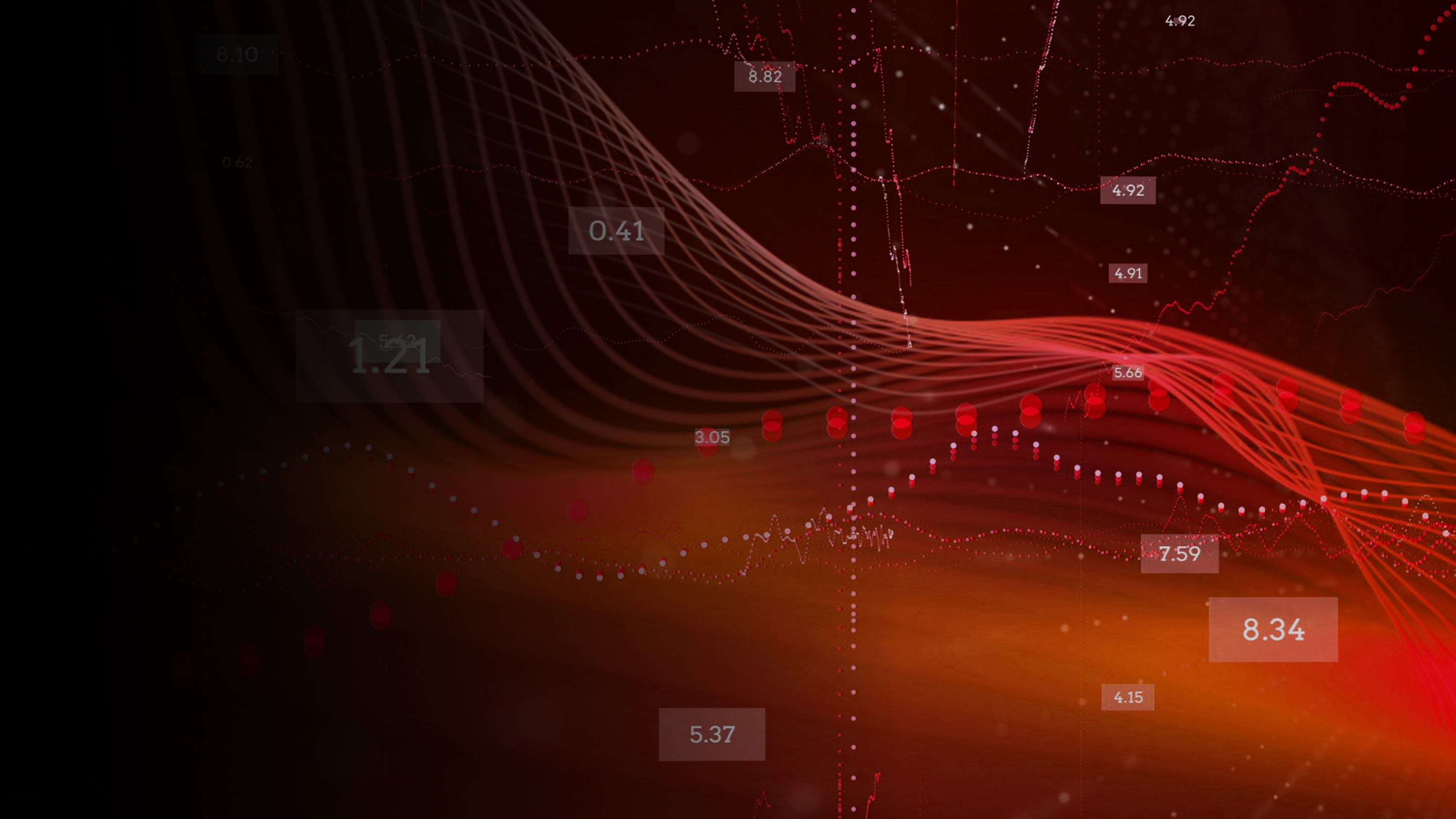 Red data waves and numbers. 