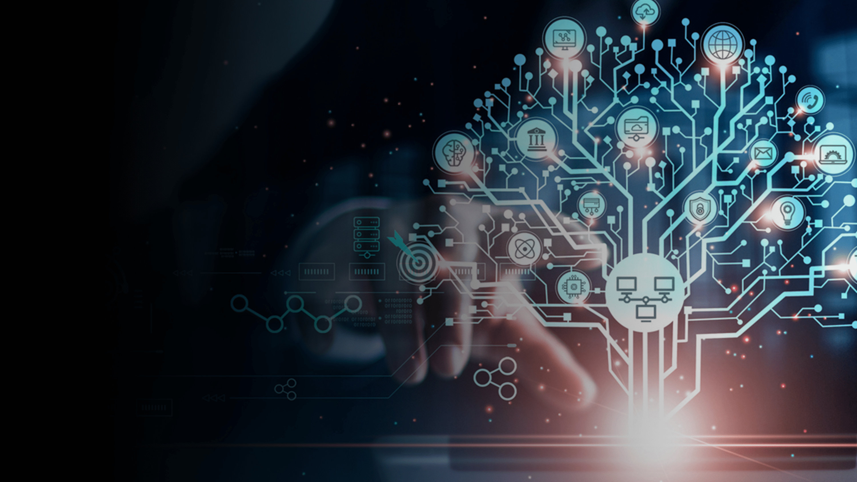 Tech grid in the shape of a content tree