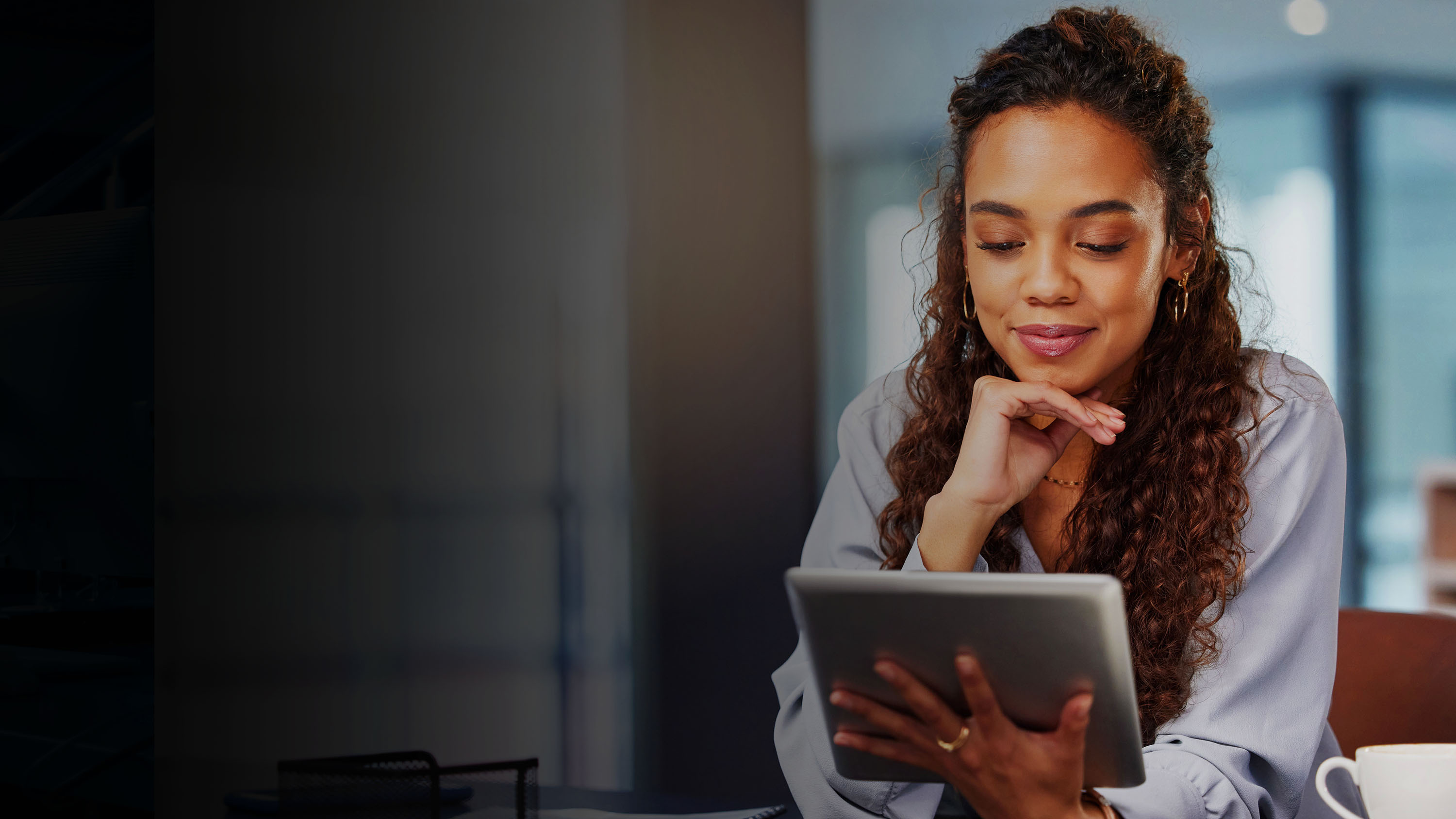 Woman looking at a Tablet