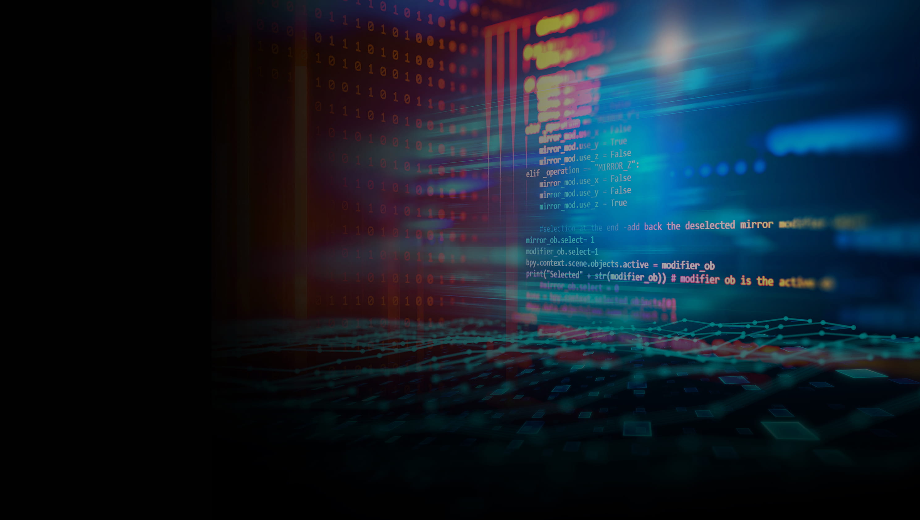 Gradient computer code on a screen, app services concept