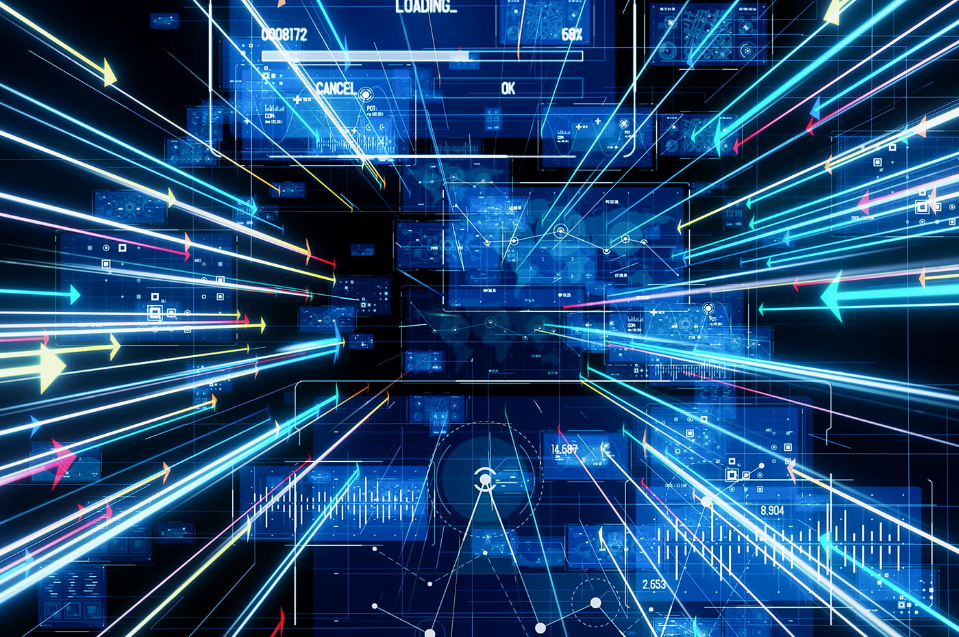 Blue glowing lines, digital