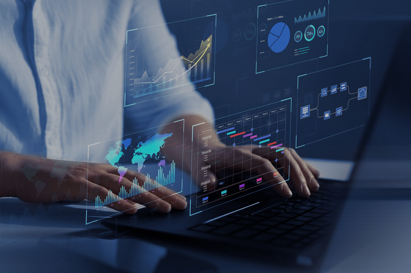 Person typing on a keyboard