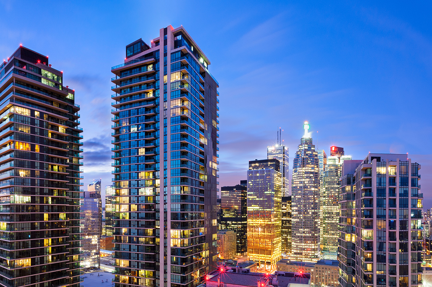 A skyline view of a large city.